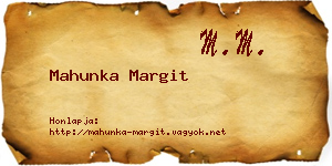 Mahunka Margit névjegykártya